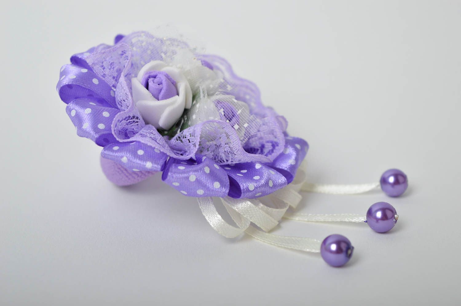 Handmade purple scrunchy delicate hair accessories for children kanzashi jewelry photo 3