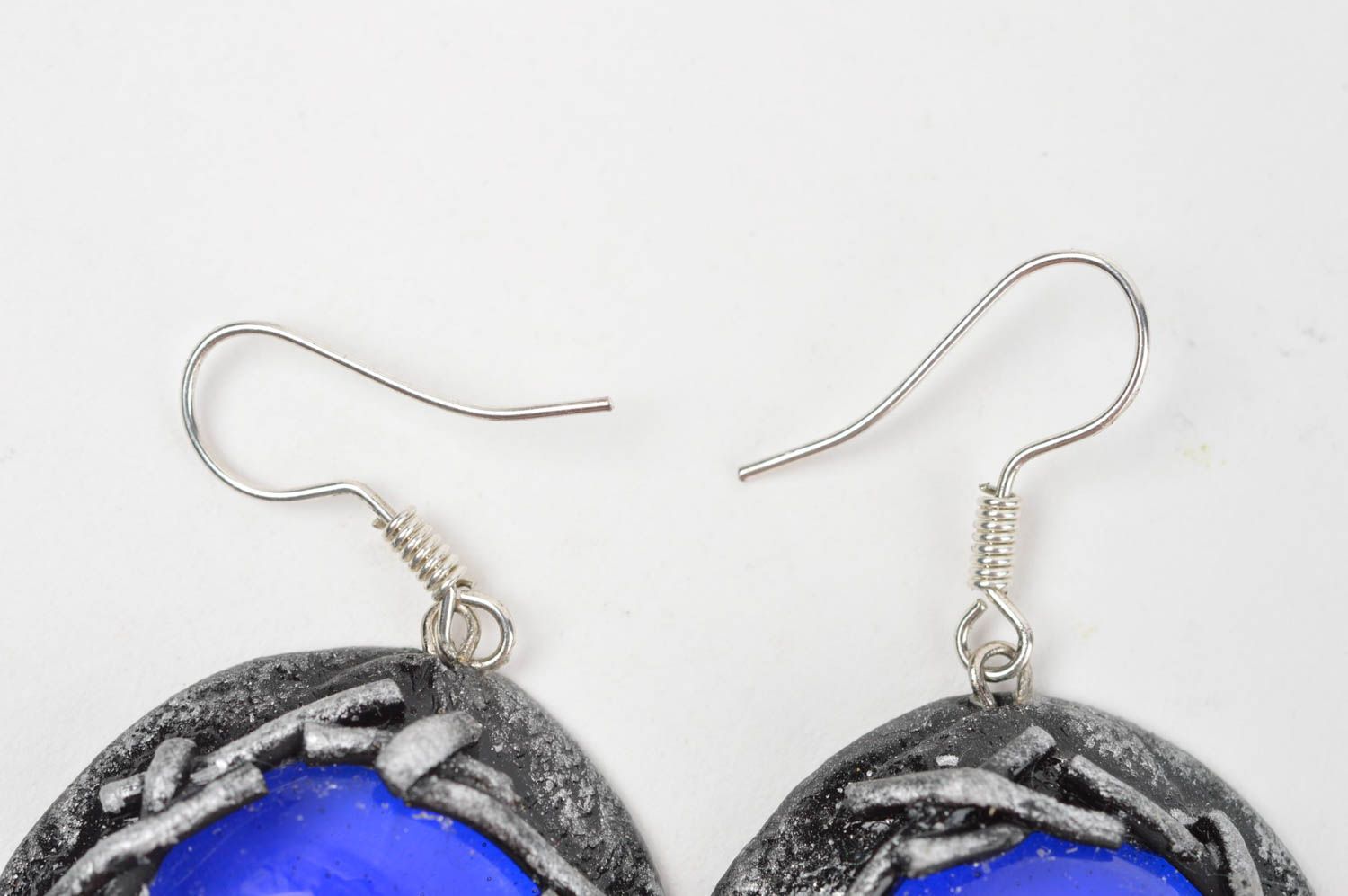 Fashionable blue earrings stylish jewelry handmade unusual accessories photo 4