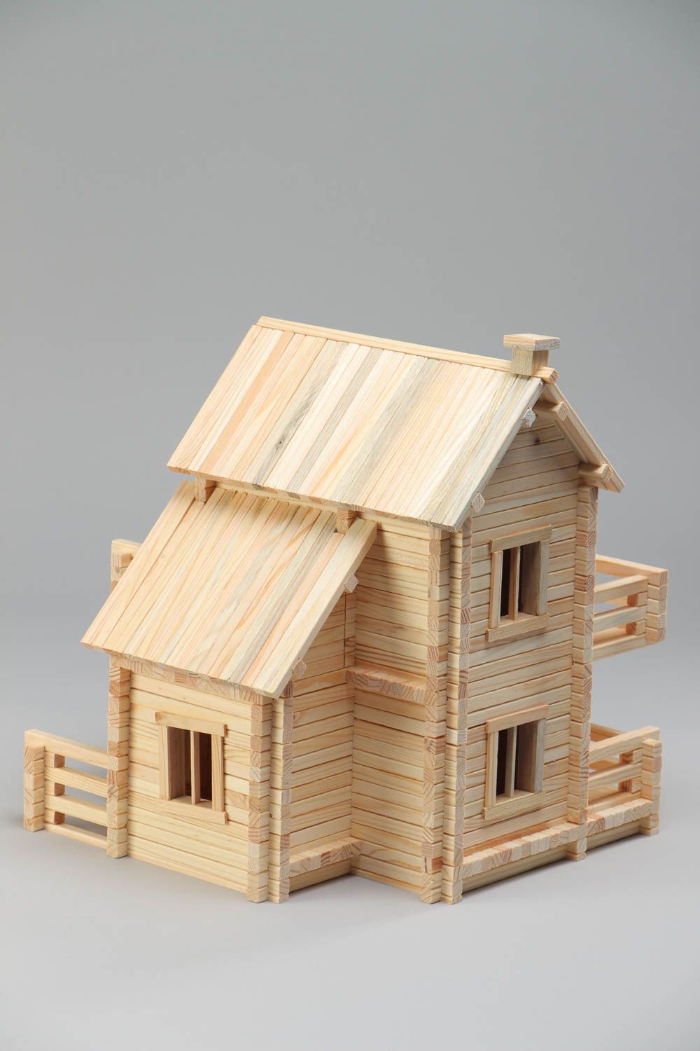 Mecano de madera hecho a mano casita hacienda 445 detalles para niños y adultos foto 3