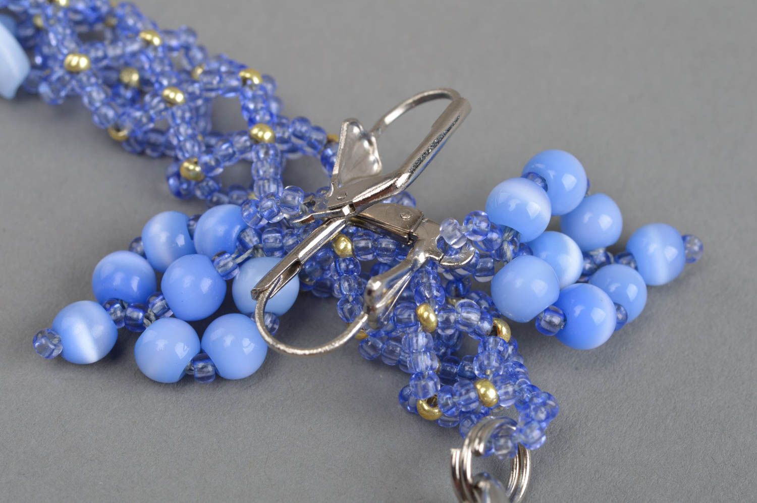 Designer Schmuckset aus echten Steinen Collier und Ohrringe in Blau handmade foto 5