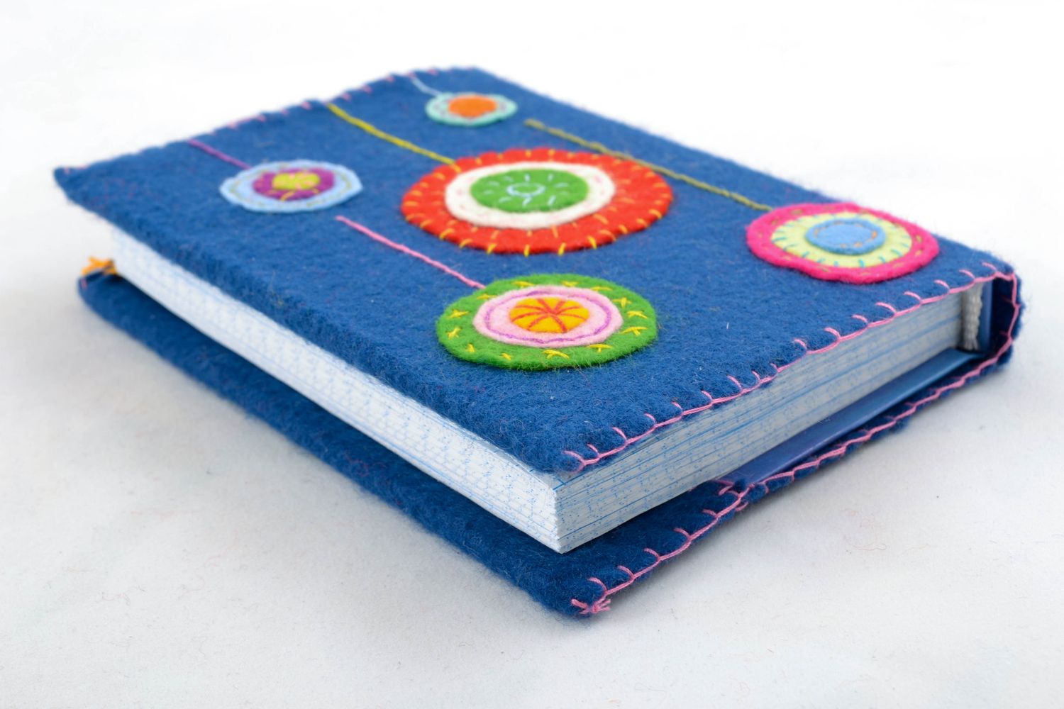 Notebook with soft felt cover of blue color photo 3