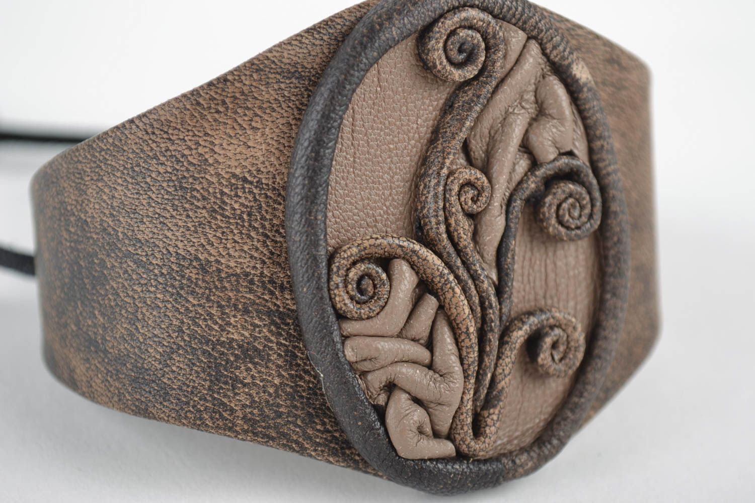 Handmade breites Lederarmband Schmuck für Männer Designer Accessoire braun foto 4
