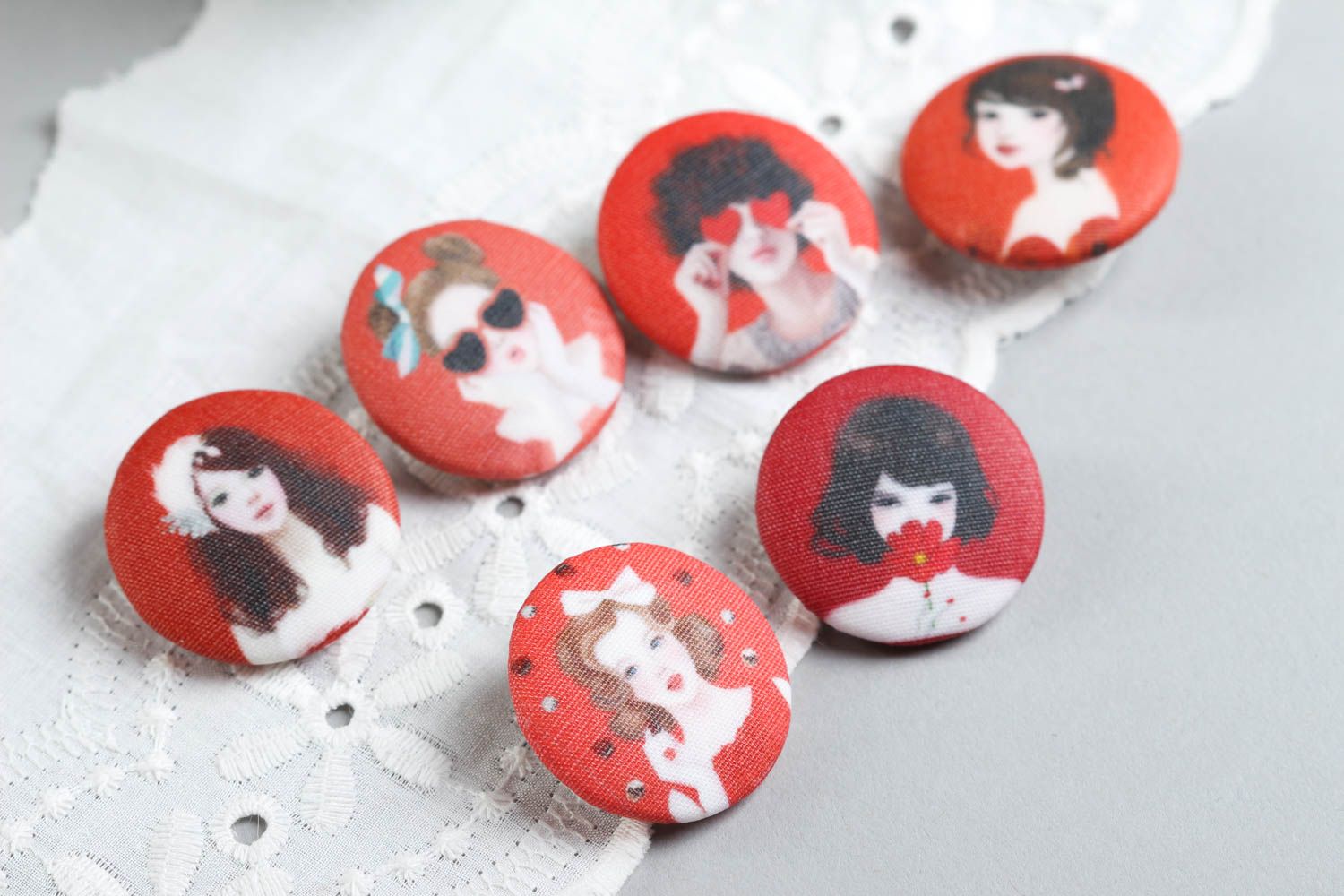 Botones bonitos hechos a mano accesorios de ropa botones para manualidades rojos foto 1