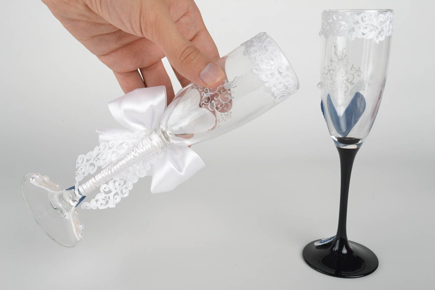 Copas de boda hechas a mano vasos de cristal copas decoradas para boda foto 4
