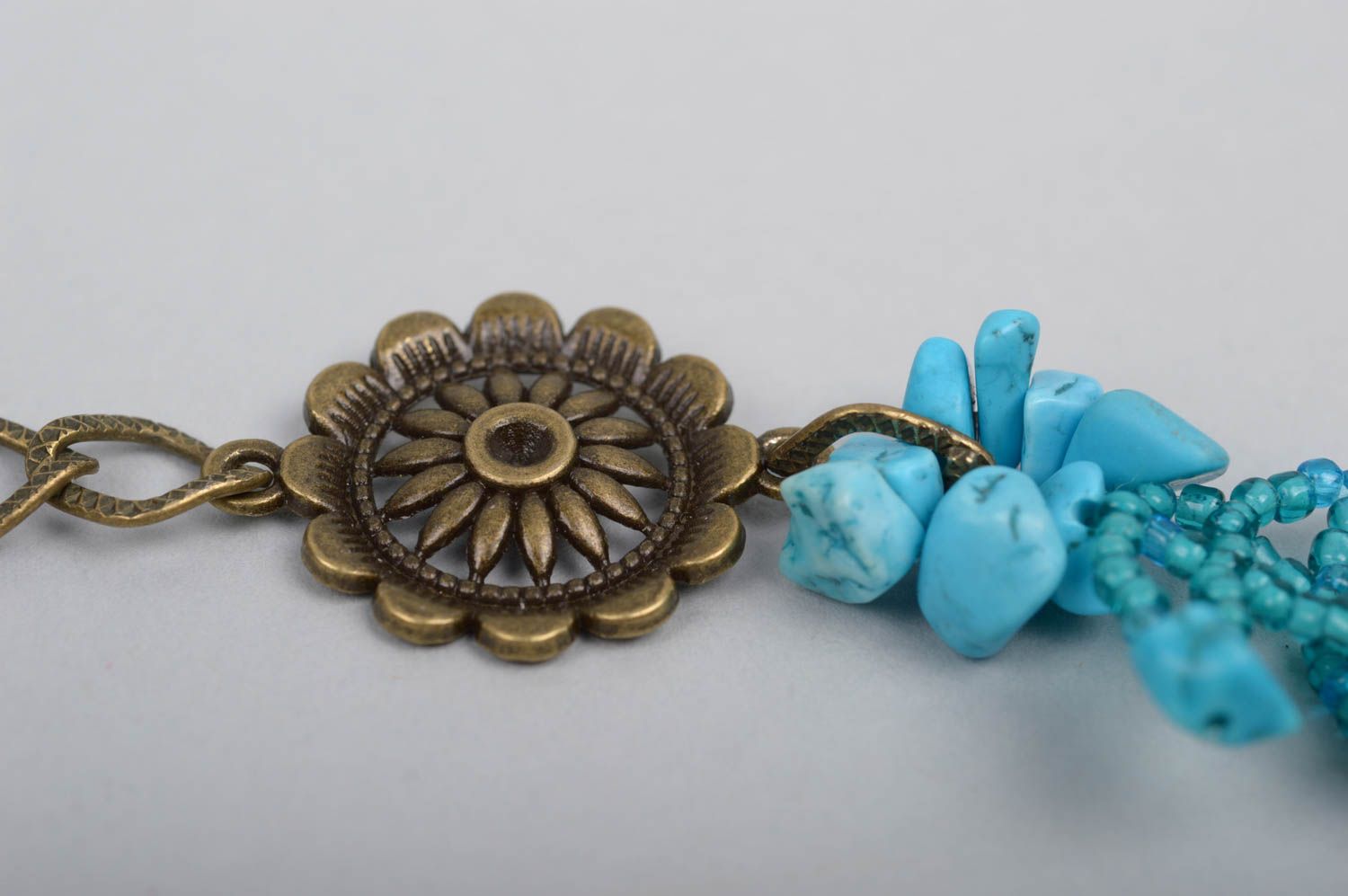 Collier turquoise chaîne Bijou fait main avec perles de rocaille Cadeau femme photo 3