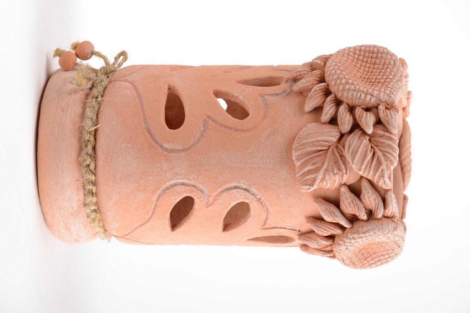 Красивая коричневая глиняная ваза для сухоцветов ручной работы авторская фото 2