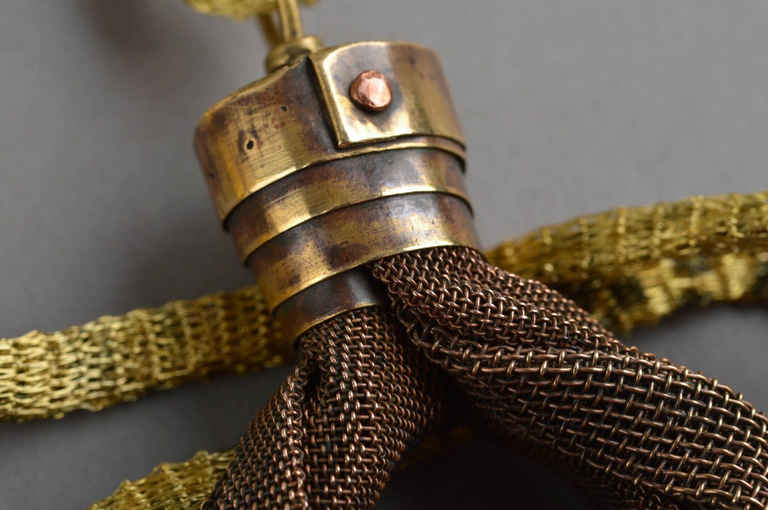 Handmade metal pendant accessory on long cord brass jewelry stylish pendant photo 5