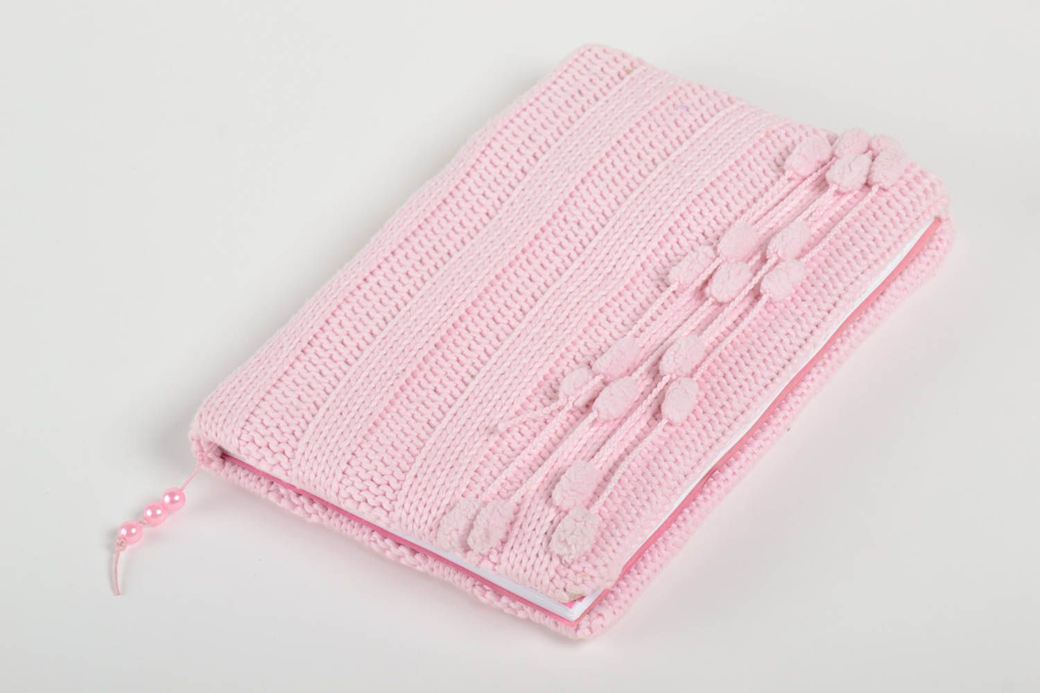 Carnet rose fait main Journal intime tricoté avec aiguilles Cadeau femme photo 2