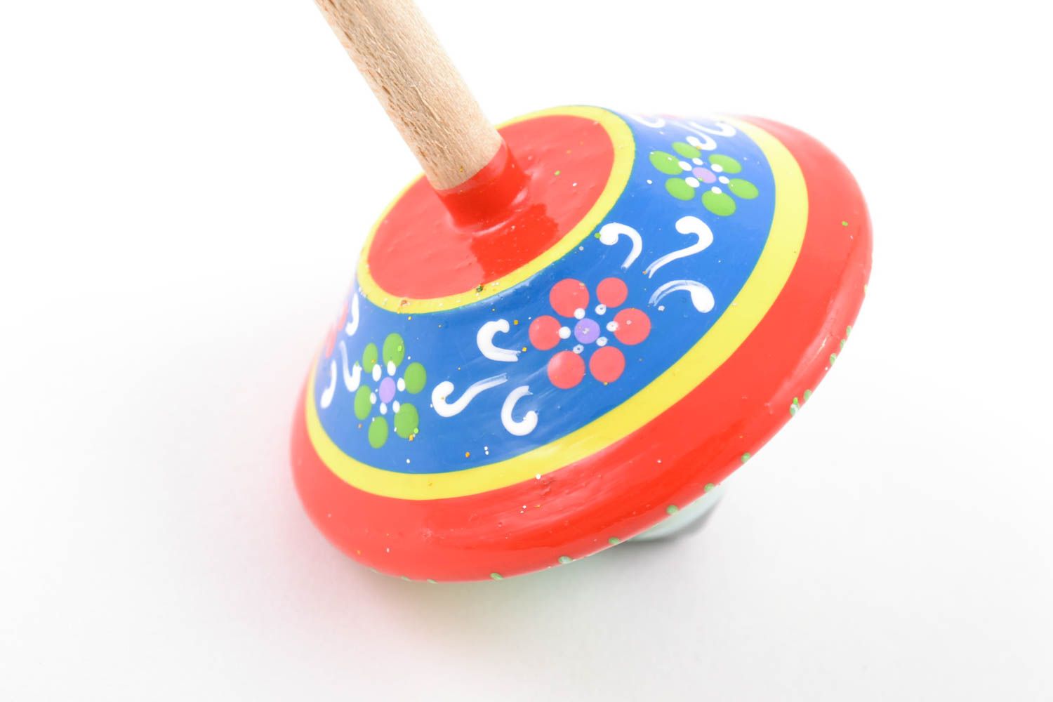 Handmade educational children's toy spinning top painted with eco dyes photo 5