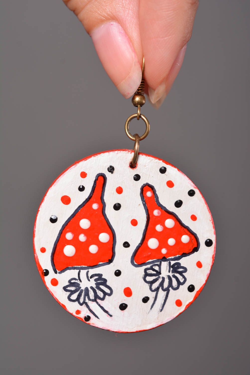 Handmade runde Ohrringe Accessoire für Frauen Ohrringe aus Holz Ohrschmuck Damen foto 3