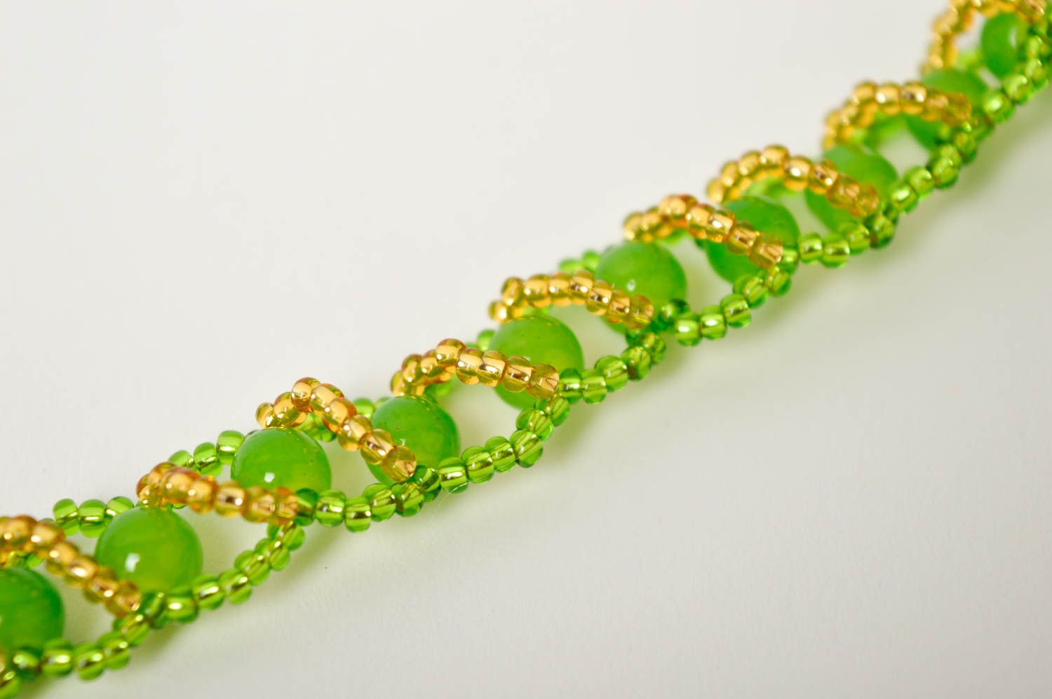 Light green beads women handmade bracelet  photo 5