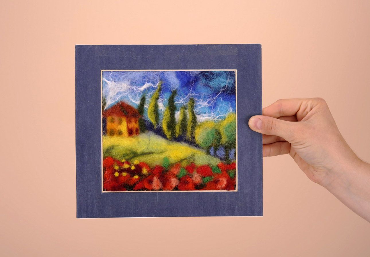 Card with picture made of wool Fields of Tuscany photo 2