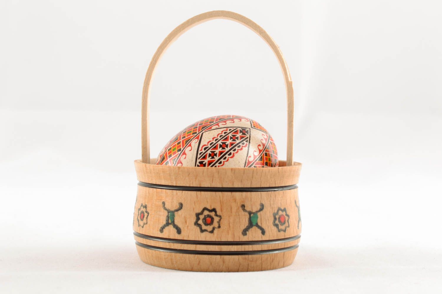 Handmade painted egg with basket photo 1