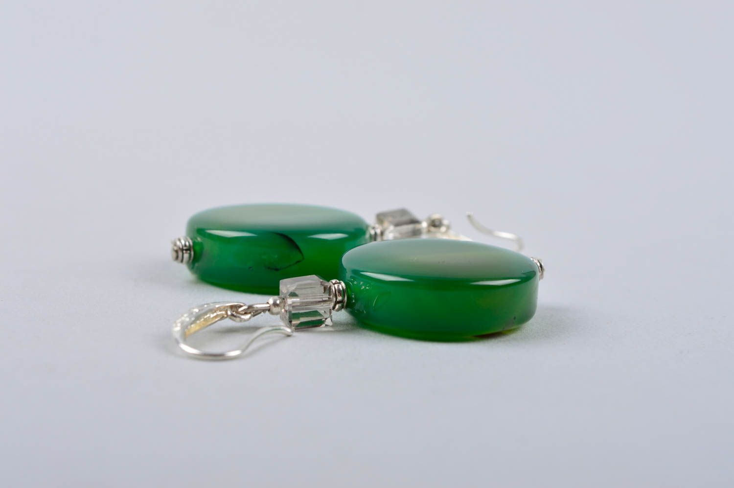 Agate earrings handcrafted green agate accessory elegant idea for woman gift photo 4