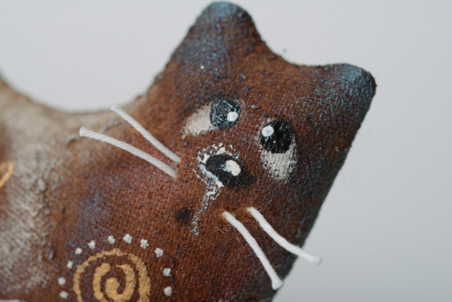 Nice handmade designer soft toy cat imbued with coffee photo 2