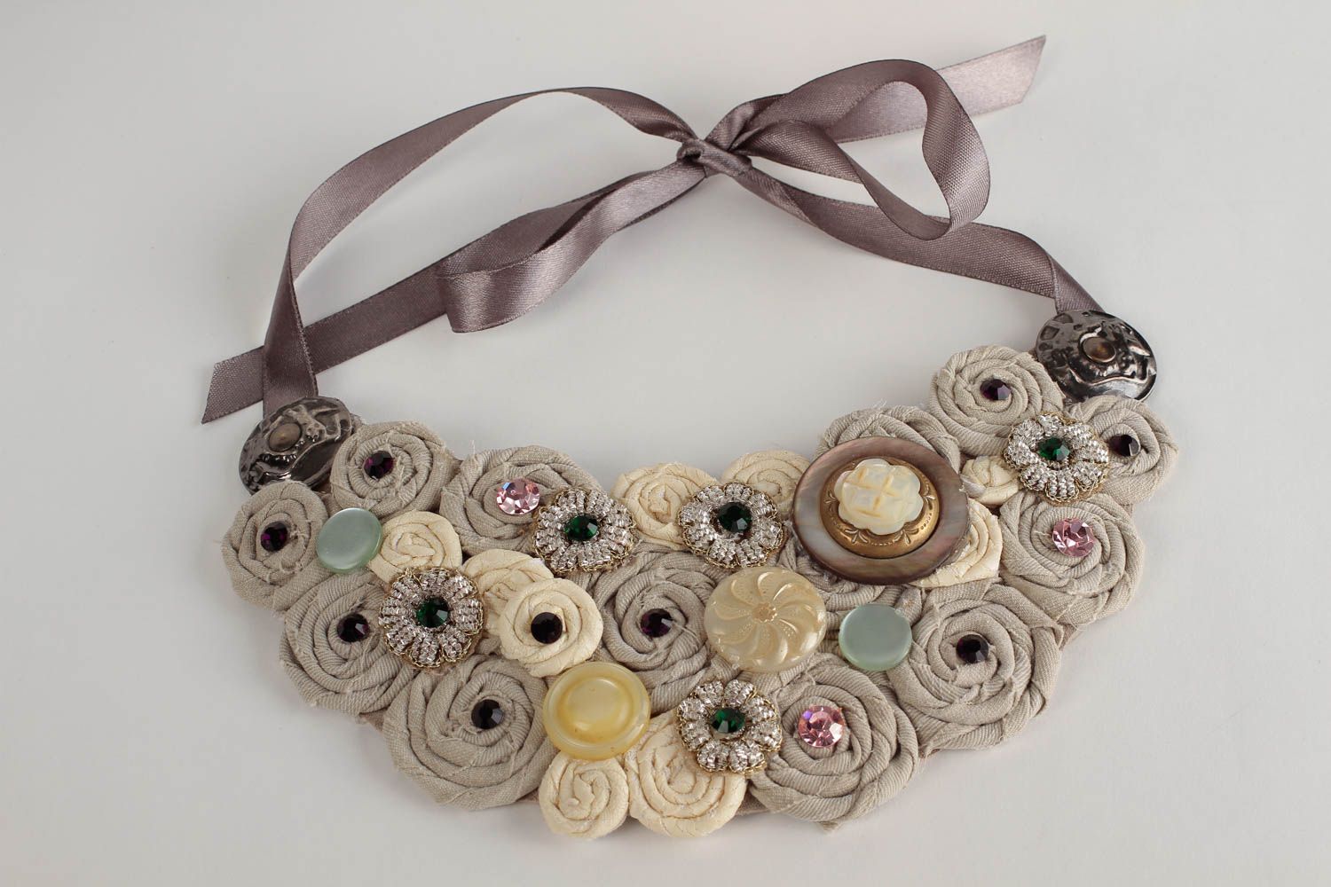 Handmade textile necklace design handmade jewellery neck accessories for girls photo 3