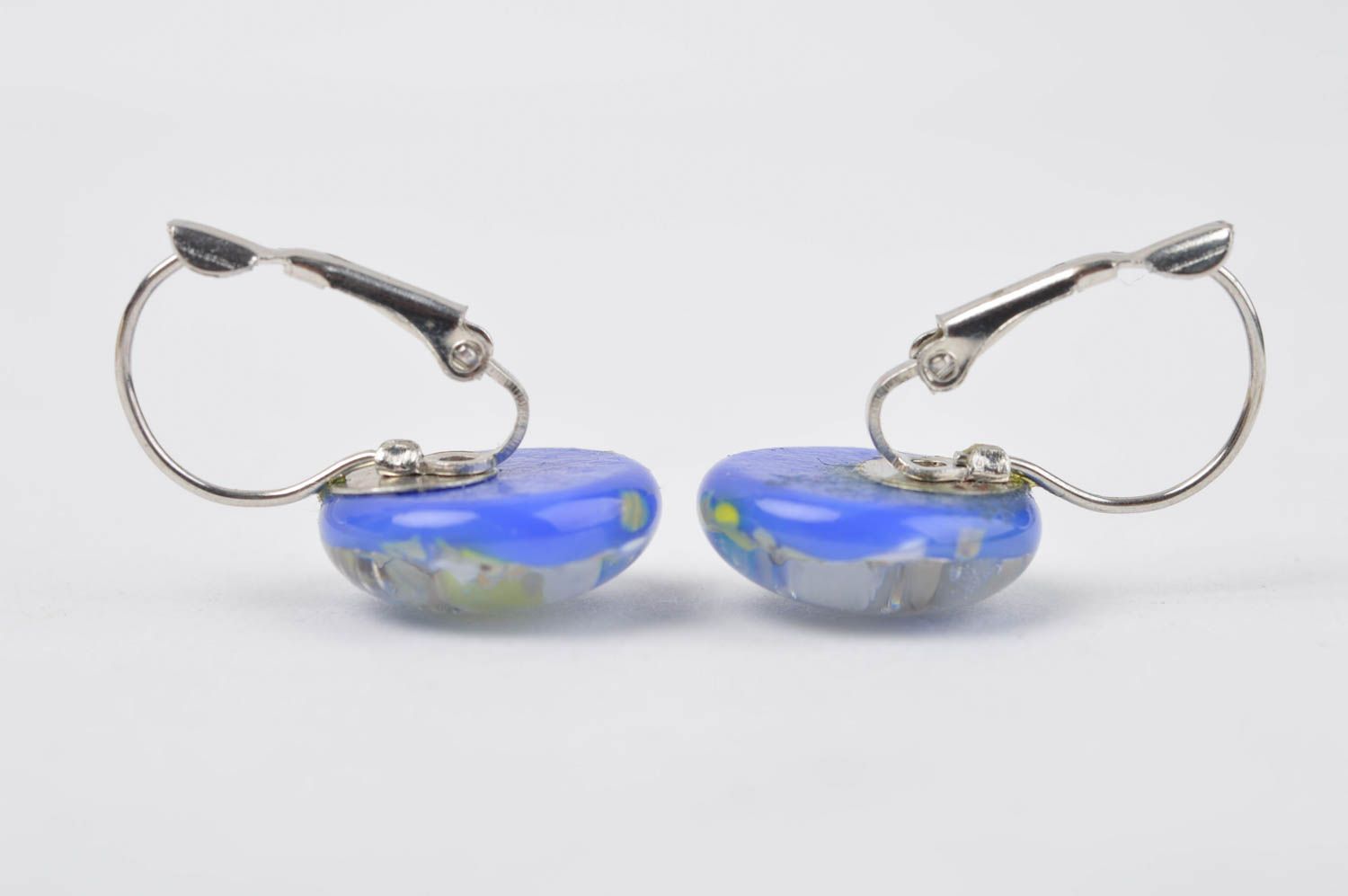Handmade blaue Glas Ohrringe Designer Schmuck Accessoire für Frauen Fusing foto 2