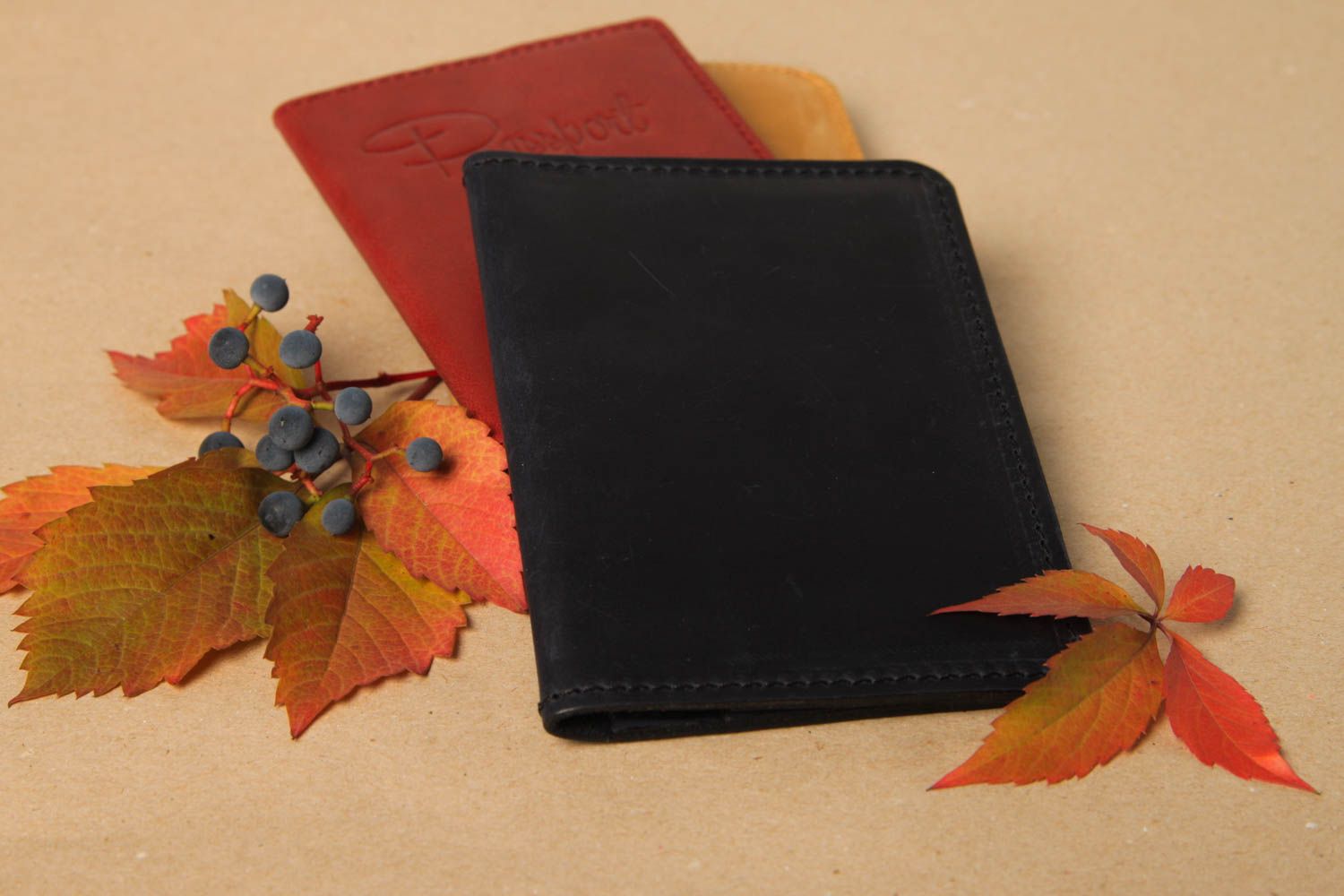 Черный кошелек ручной работы кожаный кошелек для документов кожаный аксессуар фото 1