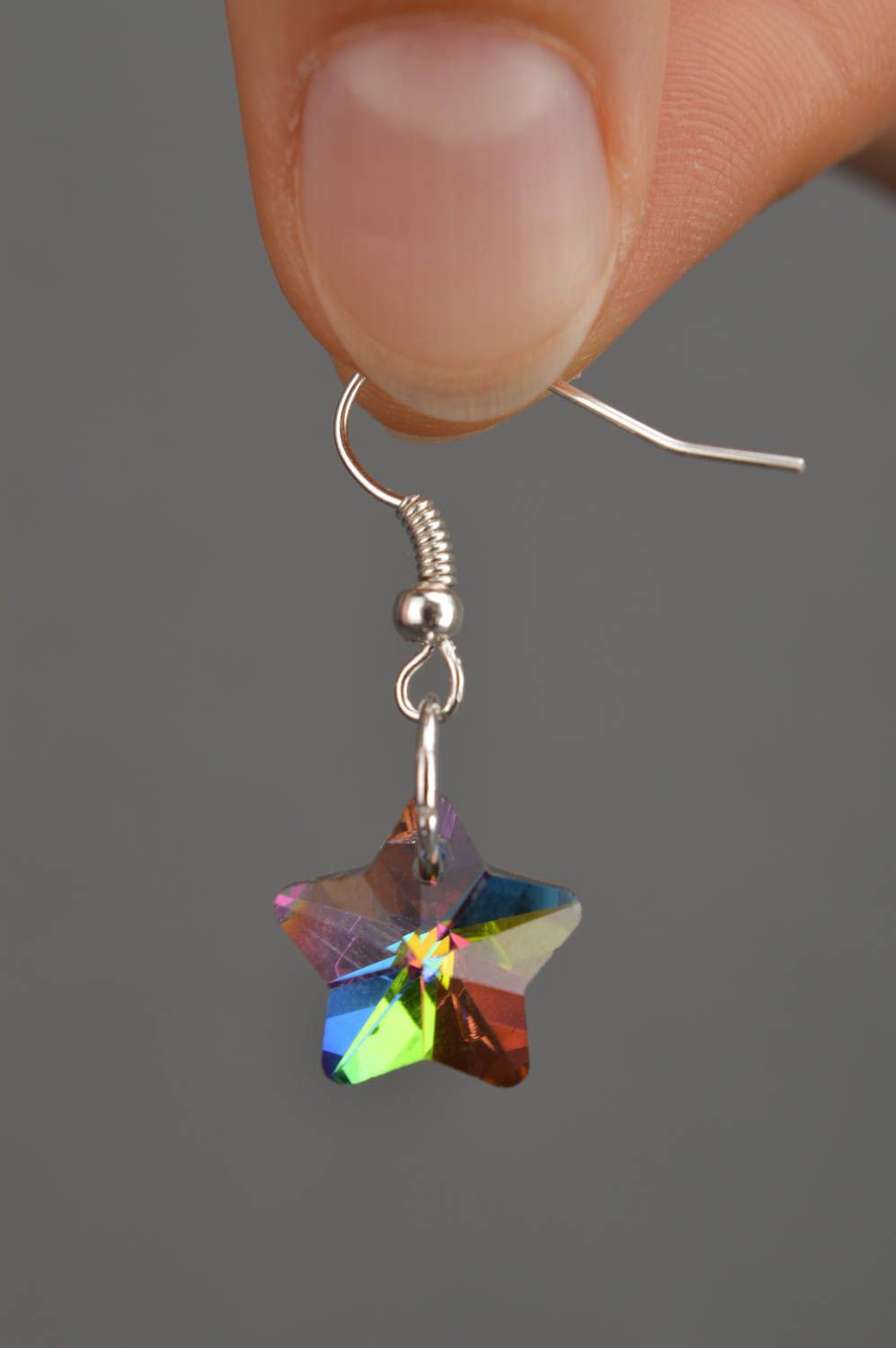 Boucles d'oreilles étoile Bijou fait main Accessoire femme verre multicolore photo 4