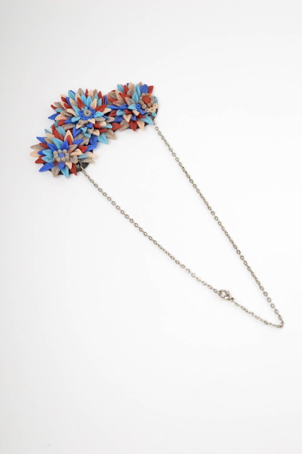 Flower necklace handmade plastic jewelry for women flower pendant for girls photo 4