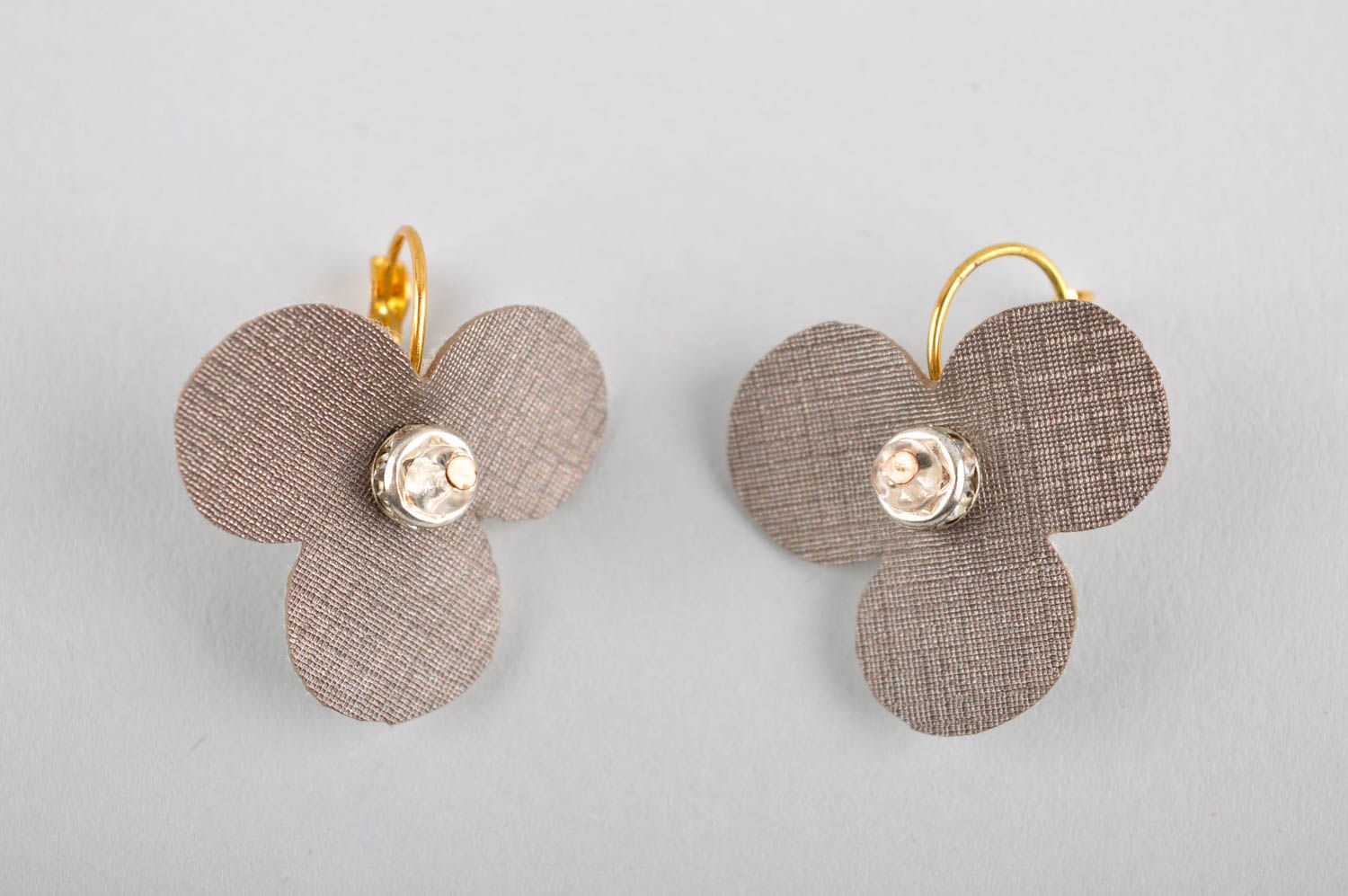 Boucles d'oreilles en cuir Bijou fait main design avec strass Cadeau femme photo 3