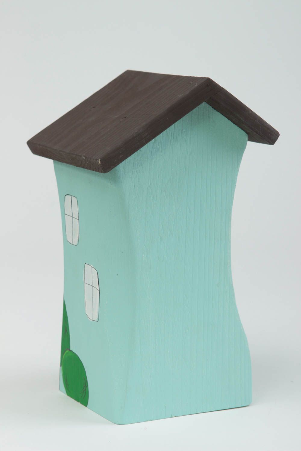 Figura artesanal con forma de casa azul regalo original decoración de hogar foto 3