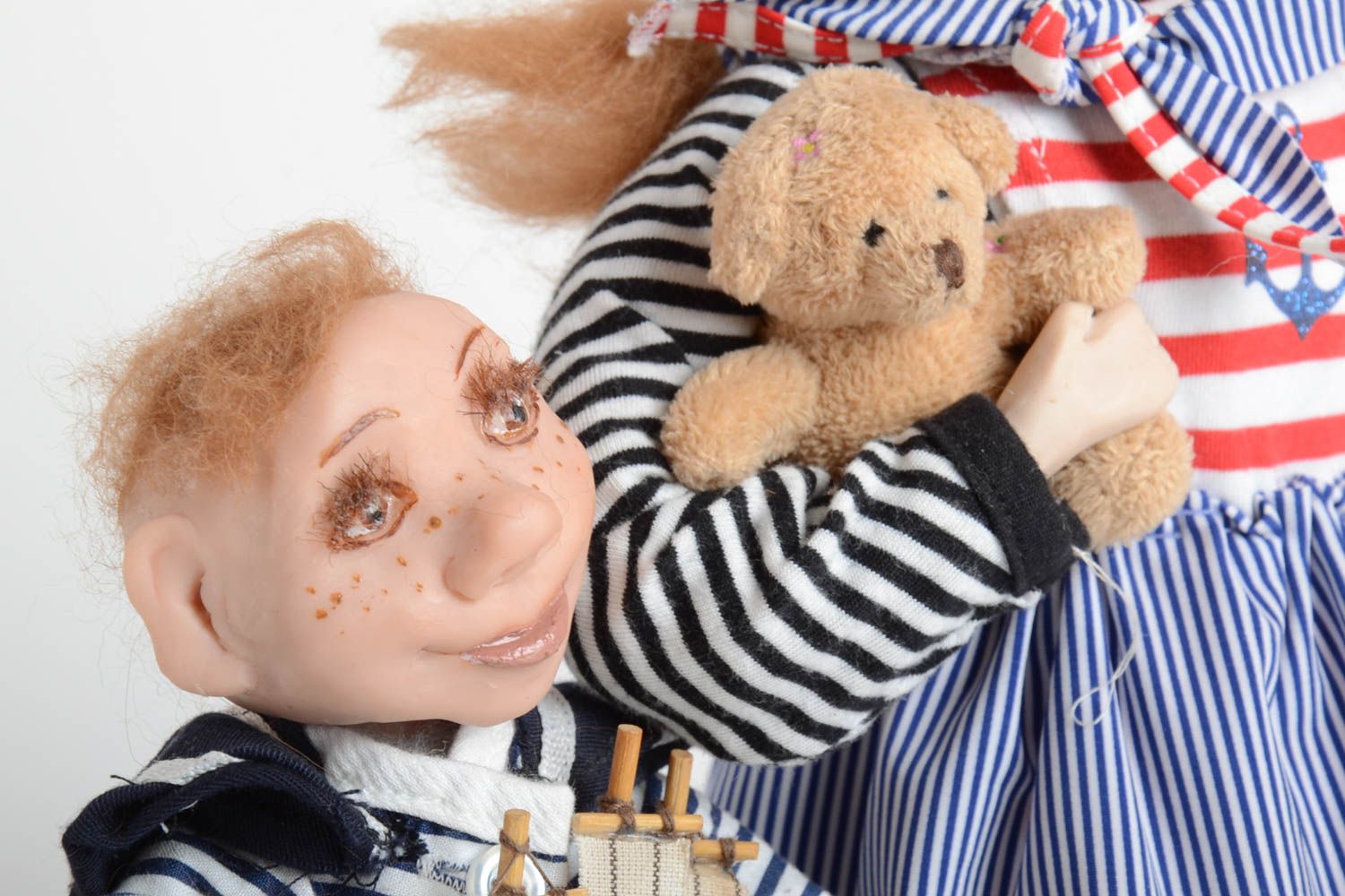 Handmade Puppen Set 2 Stück Designer Puppen Wohnzimmer Deko Mädchen und Junge foto 4