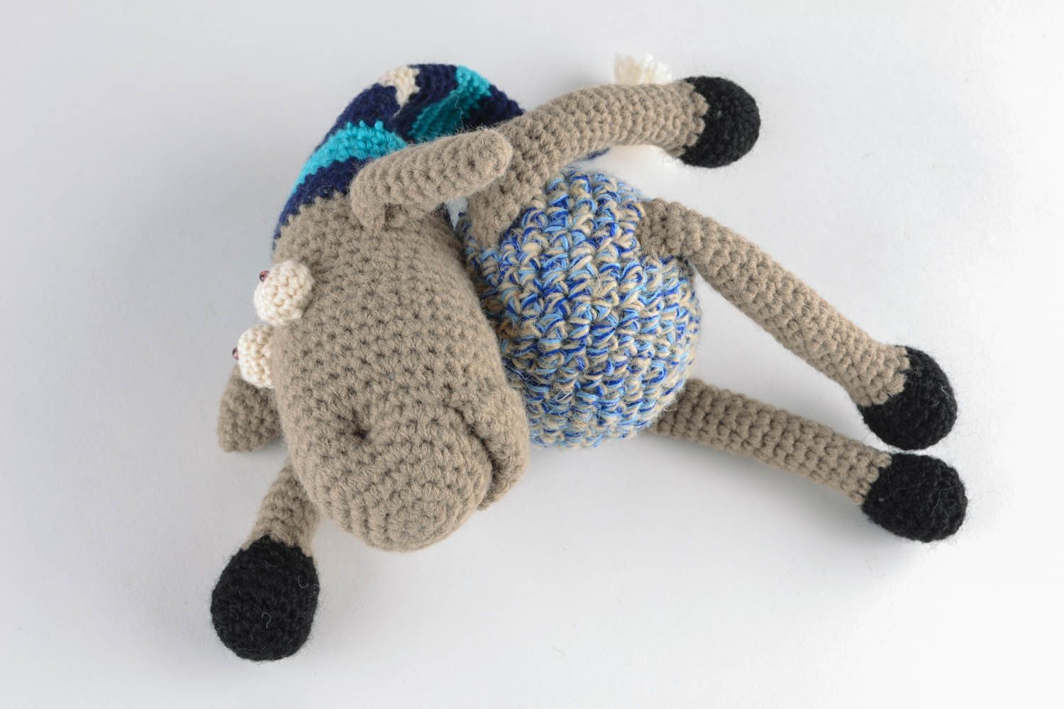 Crochet soft toy Elk with Striped Hat photo 1