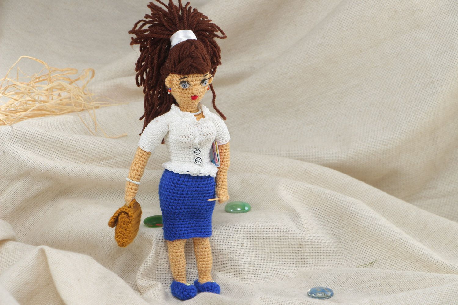 Handmade soft crochet doll with synthetic filling for girls photo 1