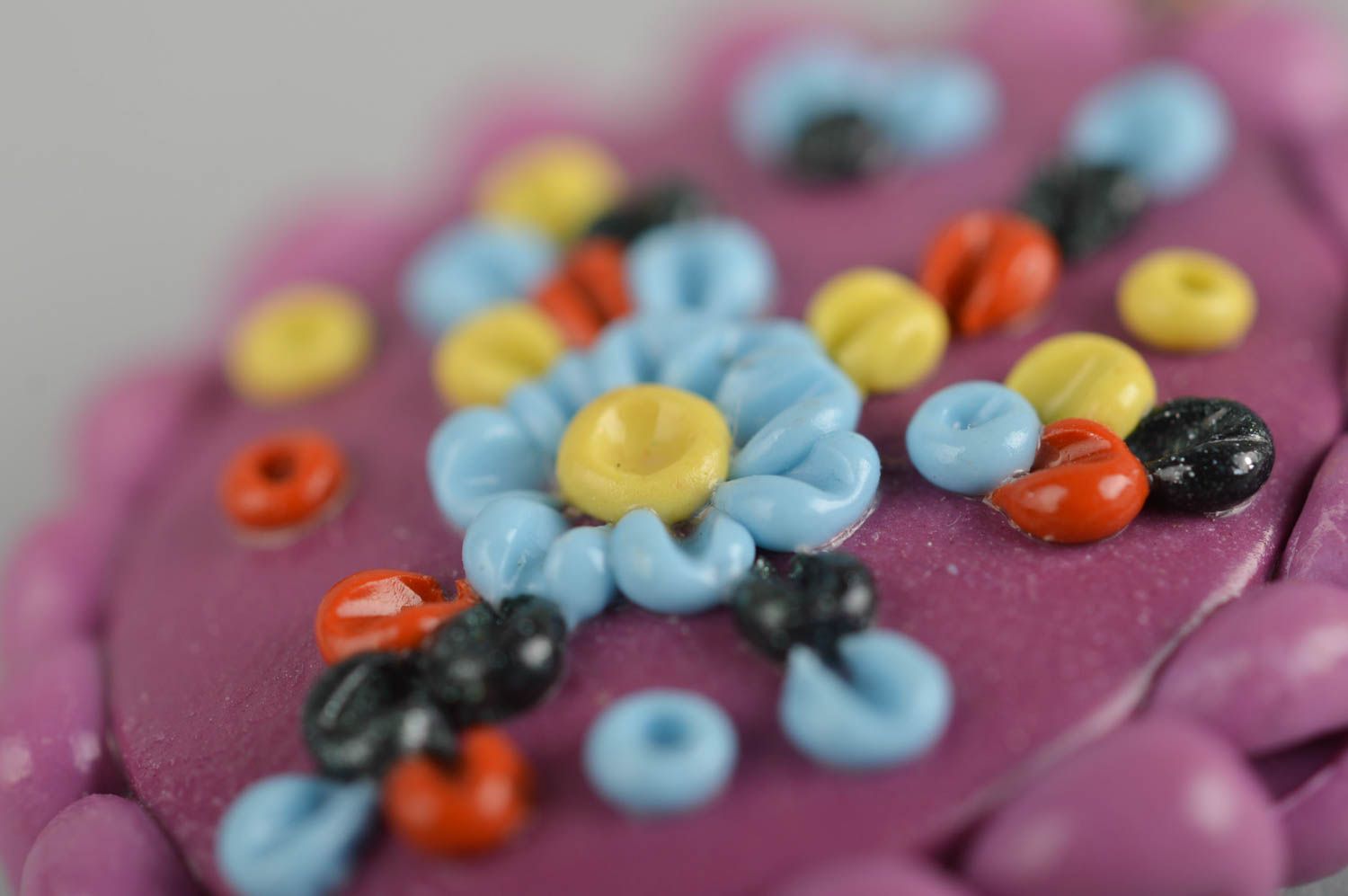 Украшение ручной работы серьги из полимерной глины фиолетовые модные серьги фото 6