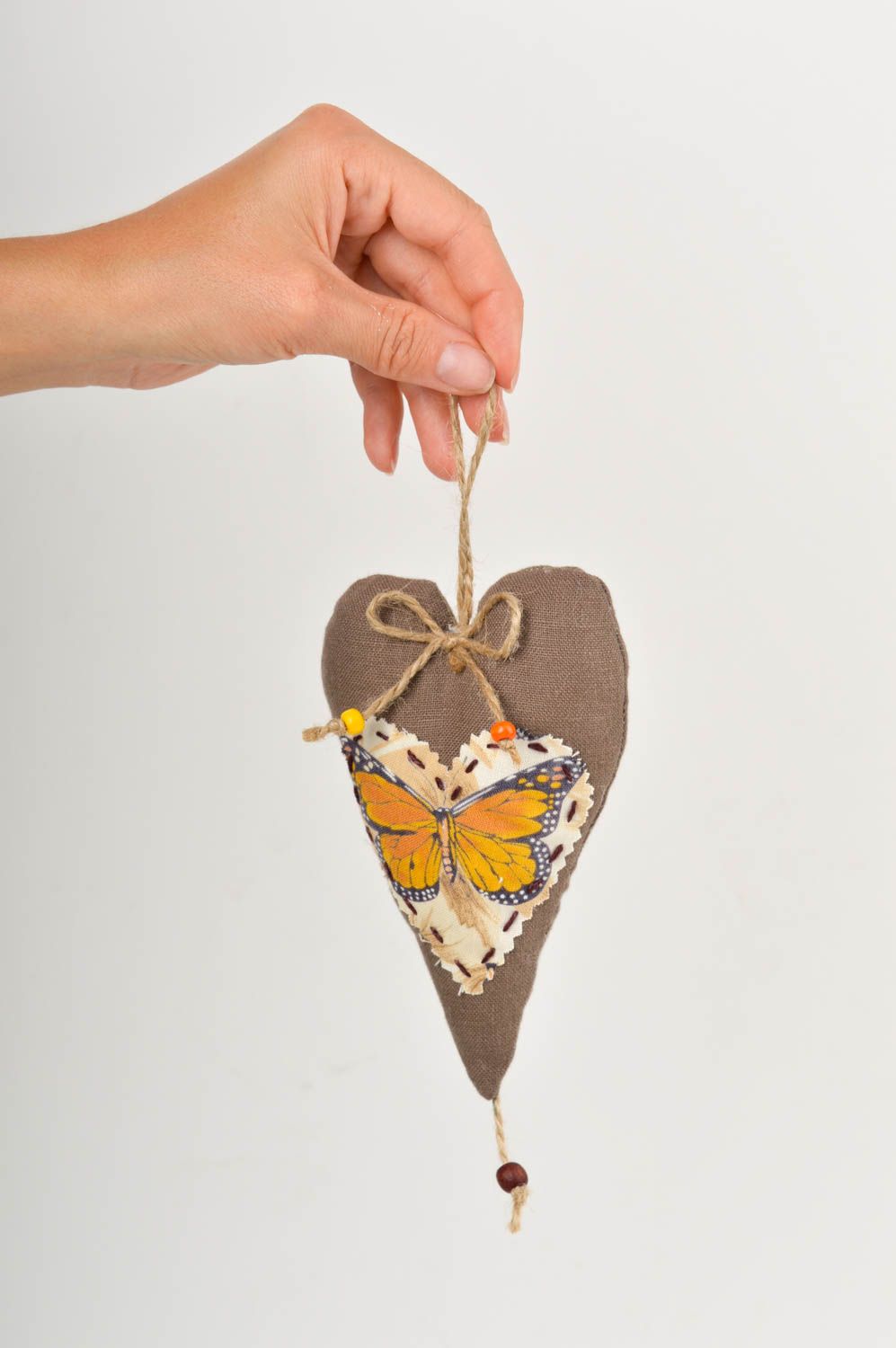 Объемное сердце ручной работы сердце из ткани  декор для дома подарок женщине  фото 2