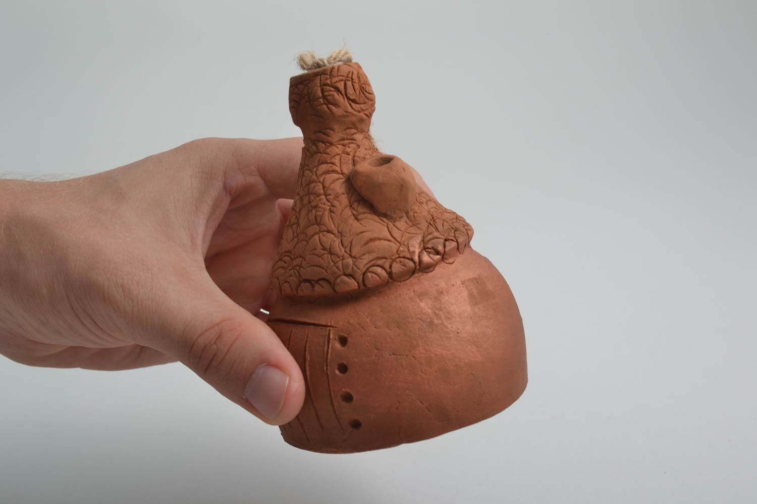 Unusual handmade ceramic figurine clay bell home design sculpture art photo 5
