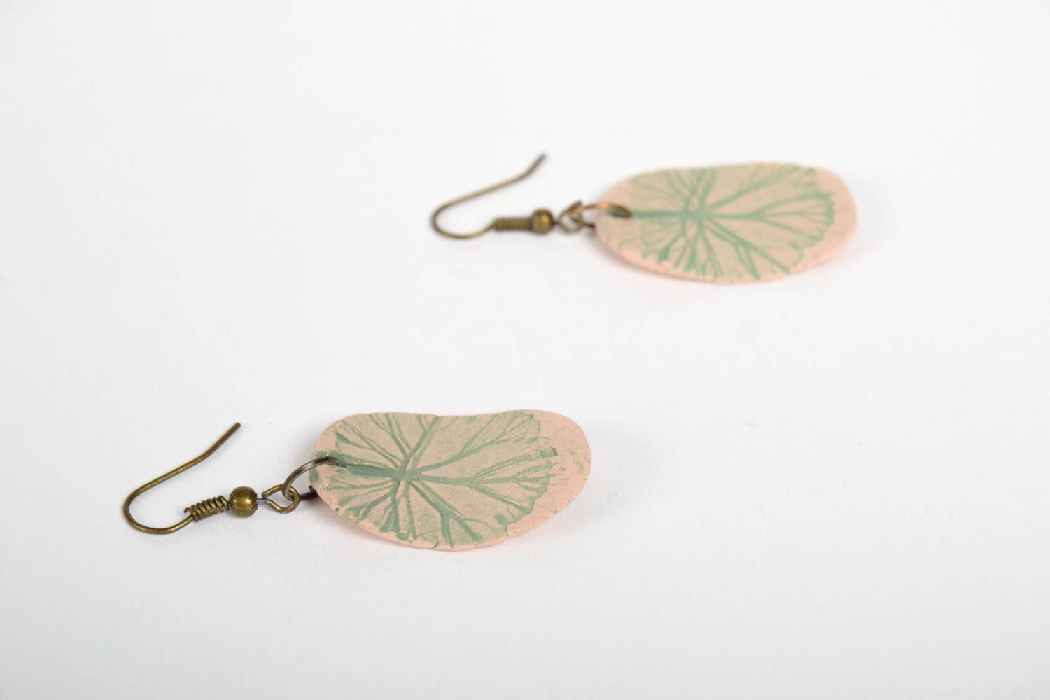 Unusual handmade accessories ceramic leaves earrings design jewelry gift for gir photo 5