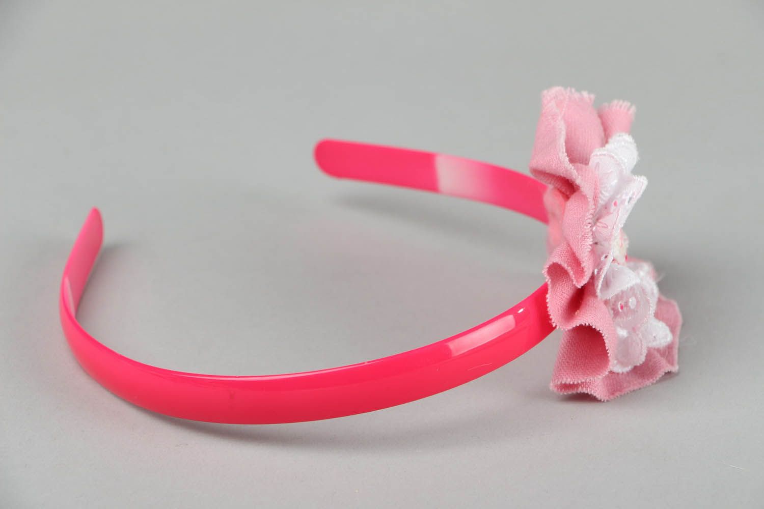 Pink hairband with flower photo 3