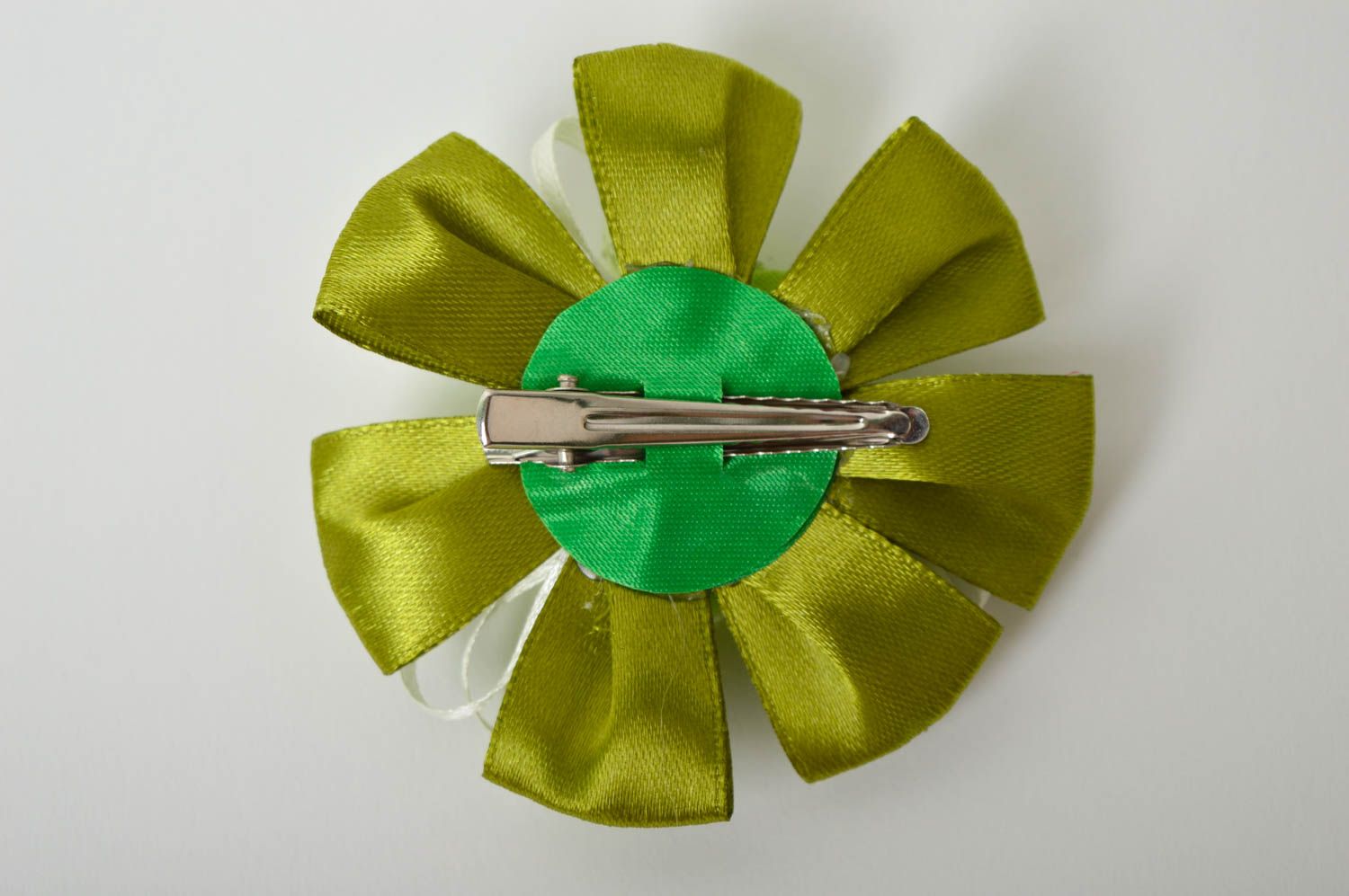 Handmade Haarspange Blume in Grün Kinder Modeschmuck Accessoire für Haare foto 4