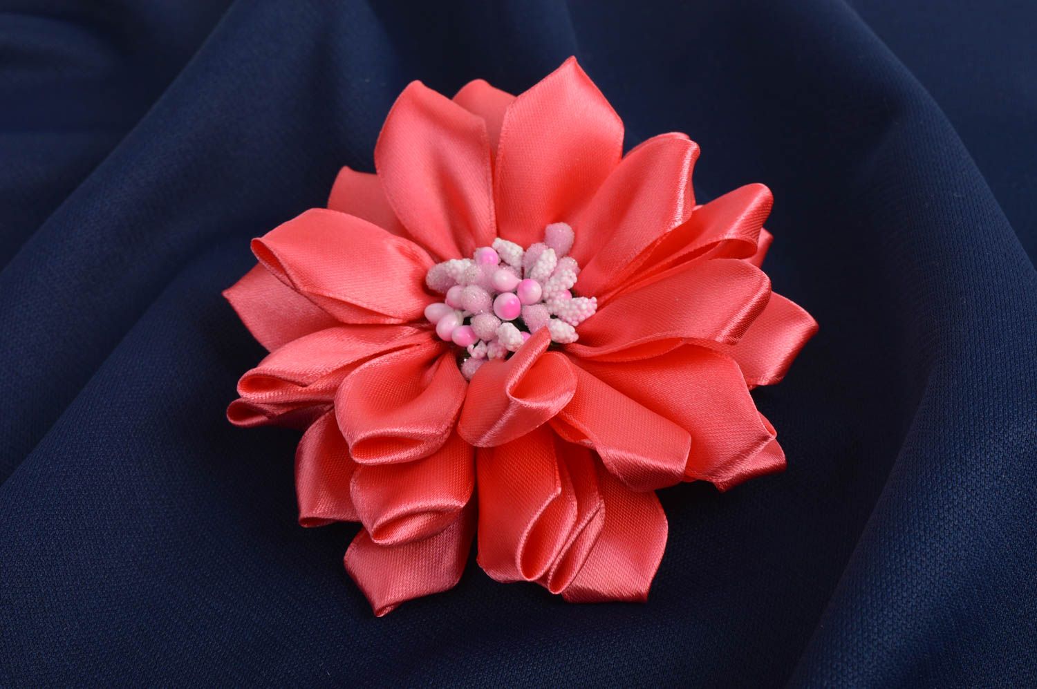 Gancho con flor artesanal rosa complemento para peinados regalo original foto 1