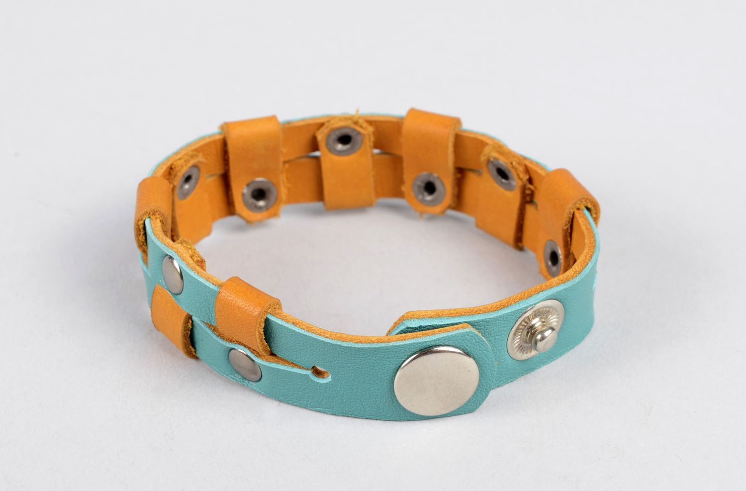 Handmade Designer Schmuck Leder Armband Accessoires aus Leder zweifarbig  foto 2