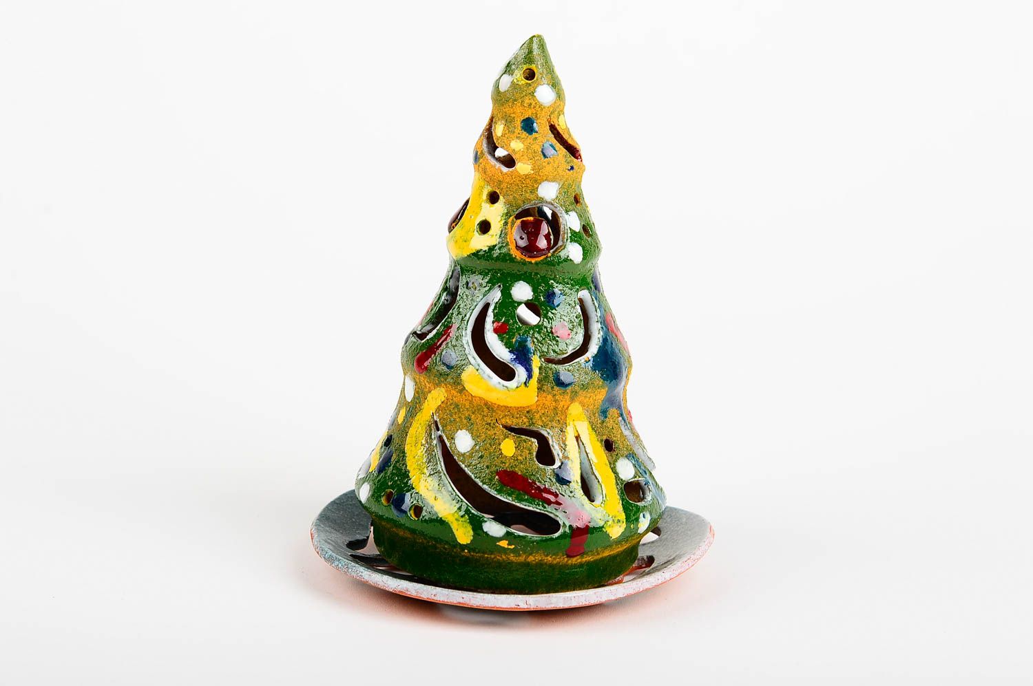 Tealight ceramic light-glow Christmas tree candle holder 5,9 inches, 0,43 lb photo 1