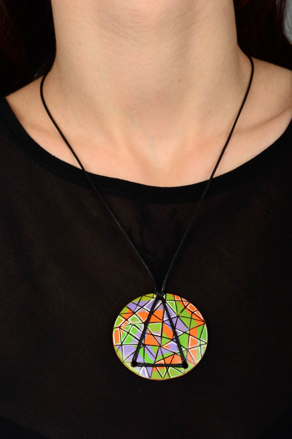 Handmade unusual pendant painted designer pendant stylish accessory for girls photo 2