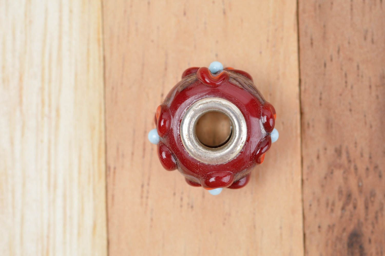 Handmade glass bead lampwork jewelry finding findings for beads red flower photo 3