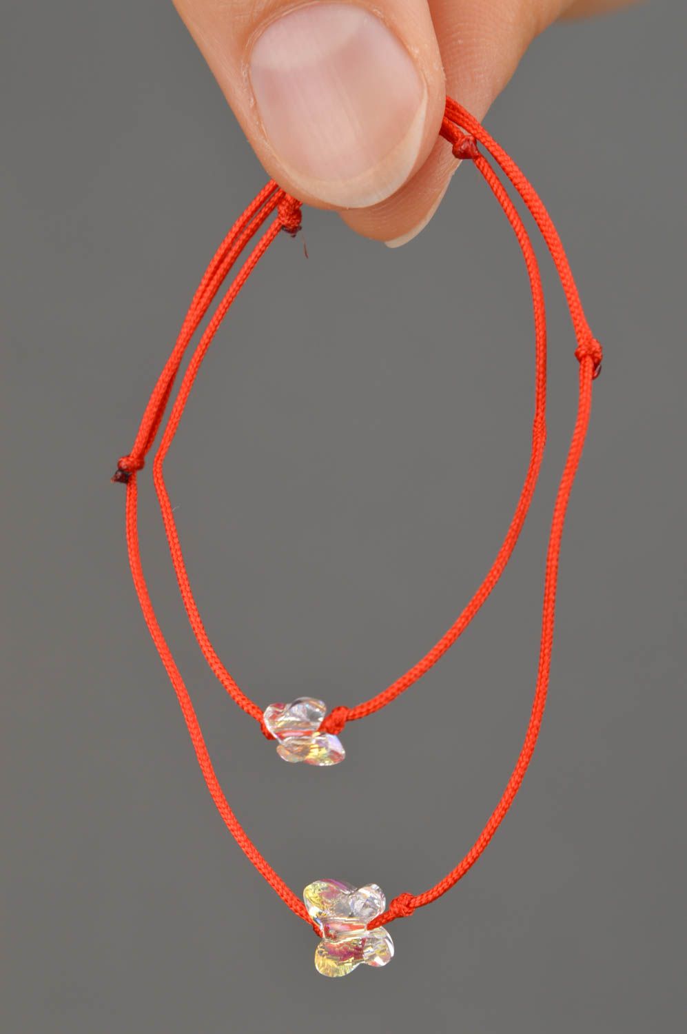 Bracelets textiles Bijoux faits main Accessoires femme 2 pcs fil de soie rouge photo 4