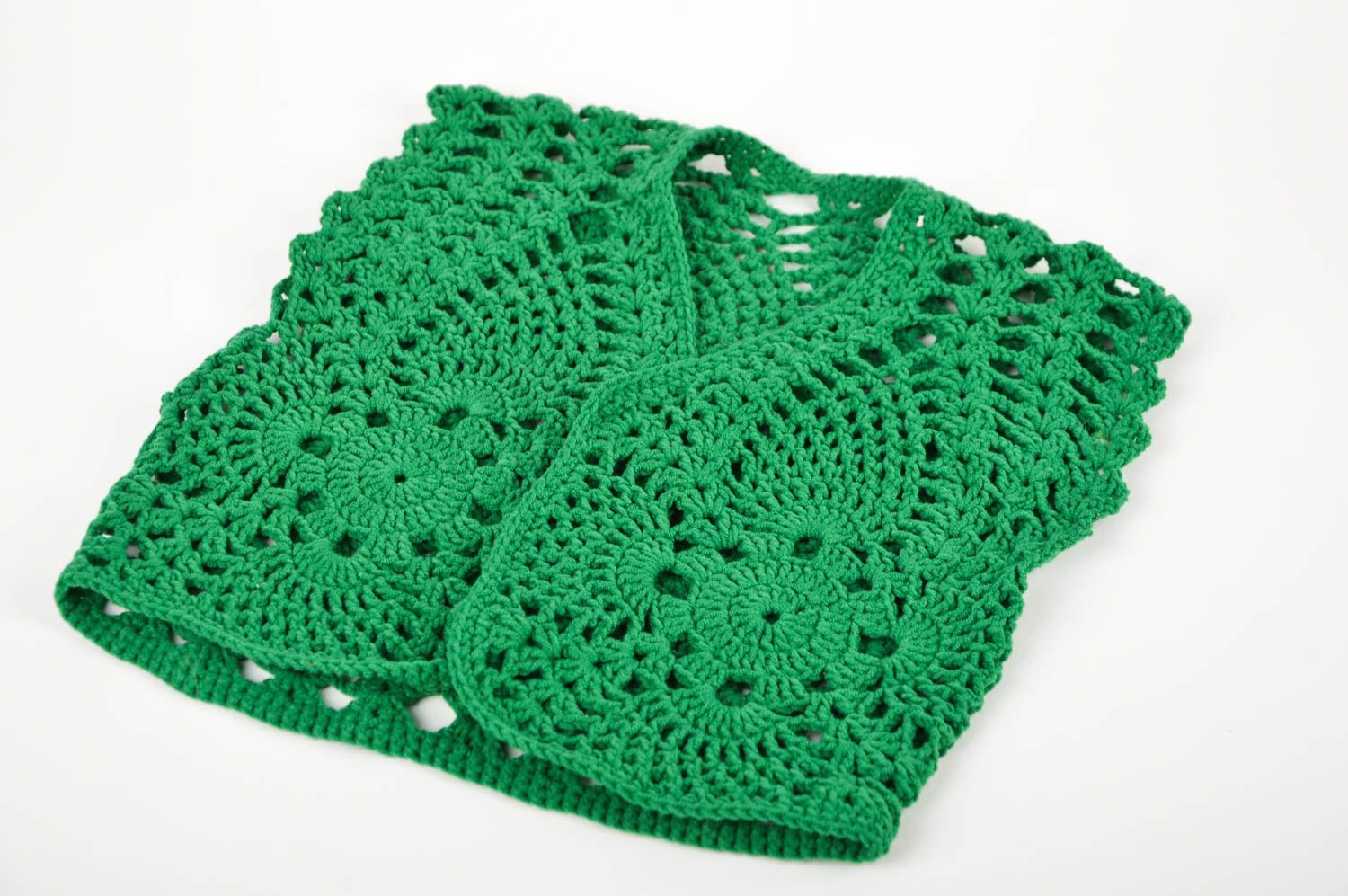 Chaleco de lana verde hecho a mano y tejido ropa de moda regalo para niñas foto 1