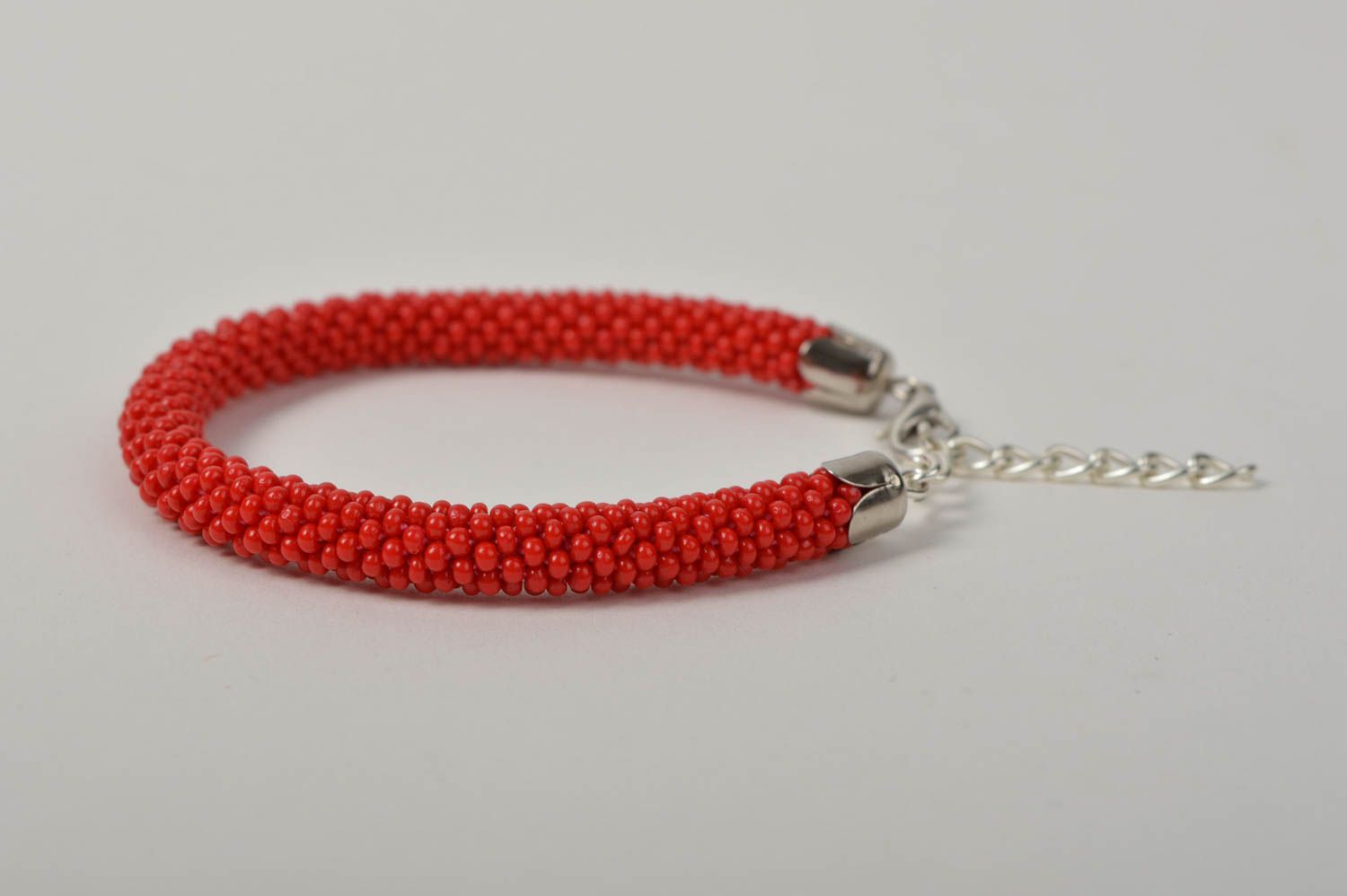 Bracelet rouge Bijou fait main tissé en perles de rocaille original Cadeau femme photo 4