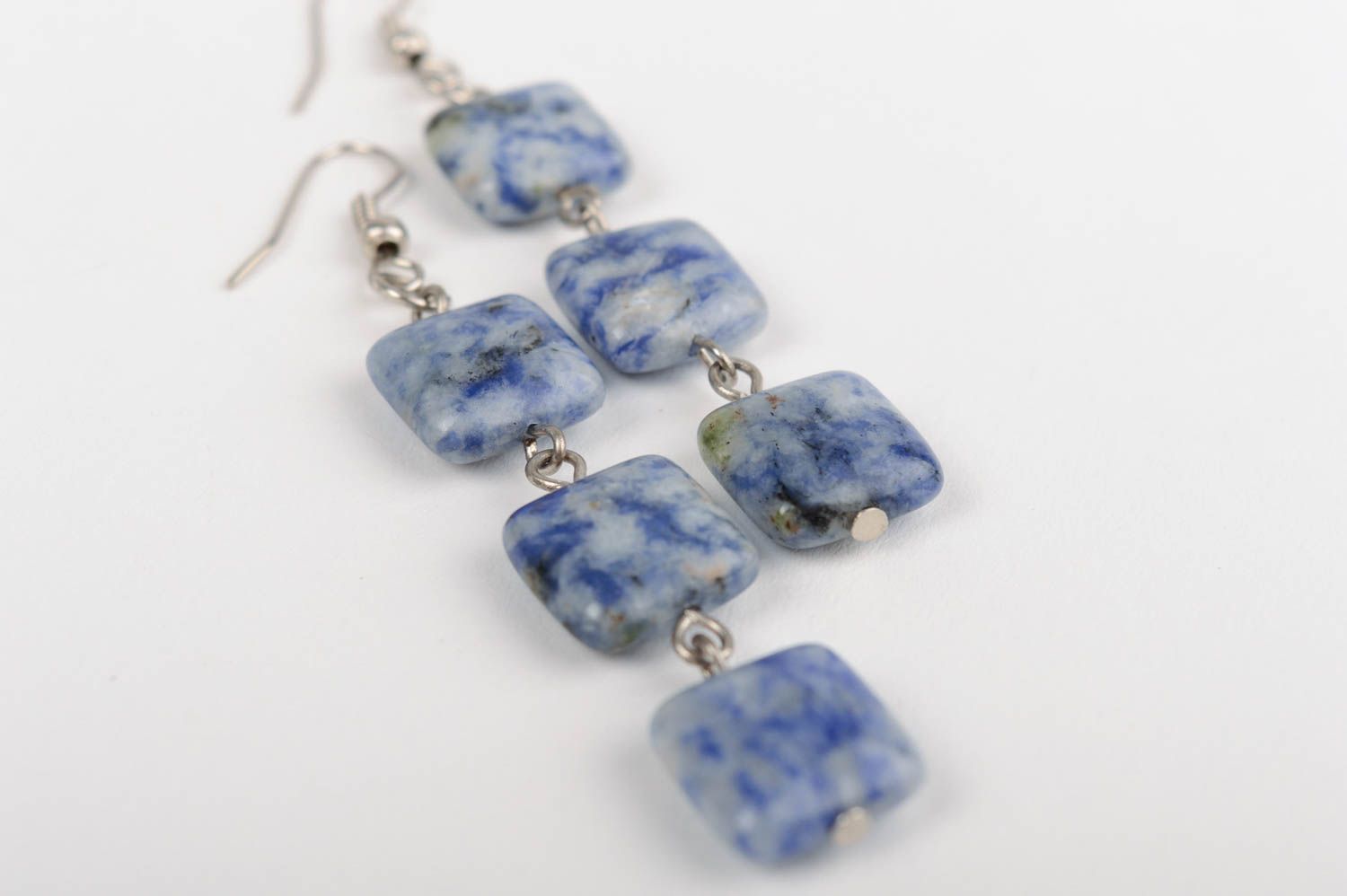 Earrings made of natural howlite stone beautiful accessory for every day photo 2