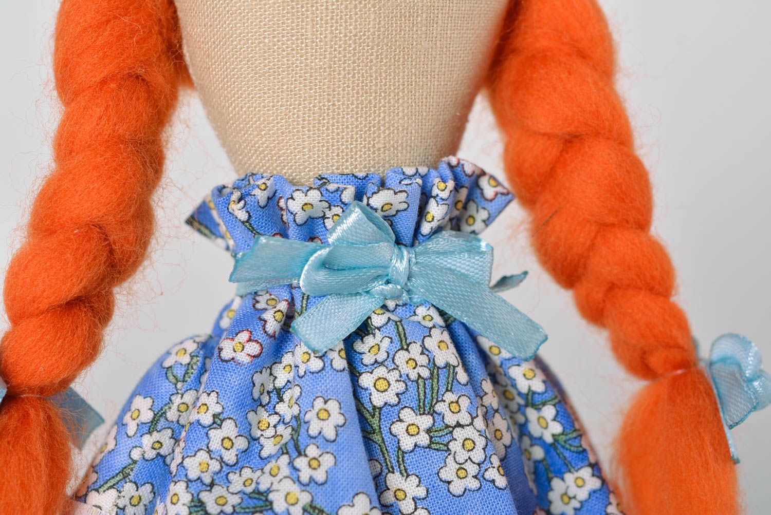 Handmade fabric doll decorative stuffed toy present for children nursery decor photo 5
