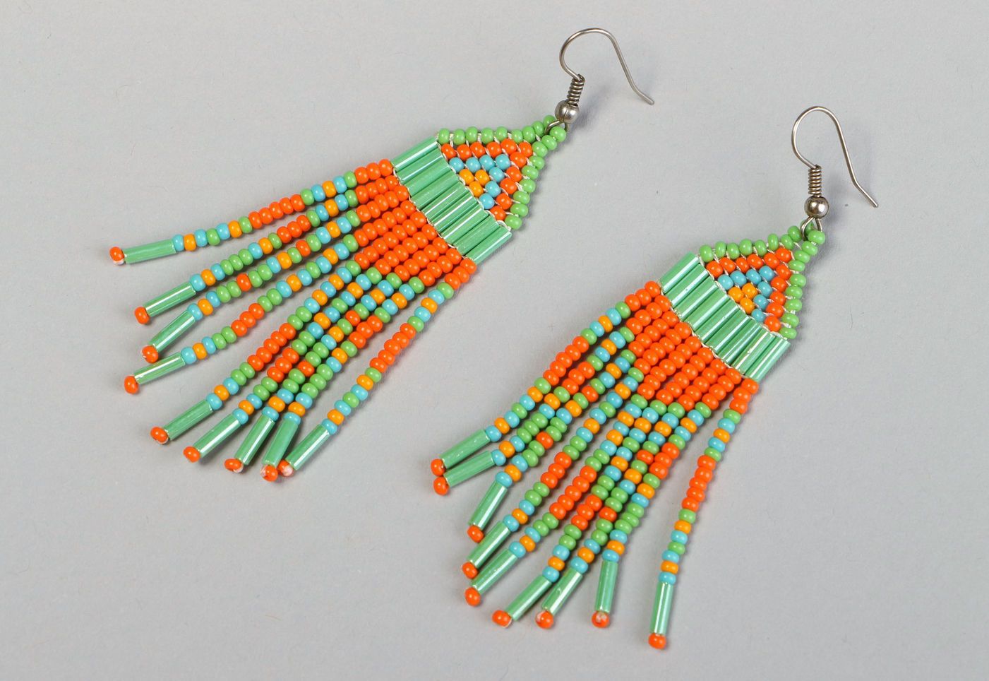 Pendent earrings made of Czech beads photo 1