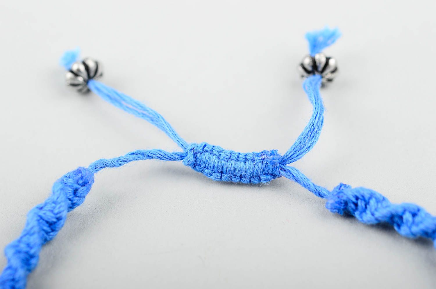 Handmade designer wrist bracelet unusual blue bracelet textile accessory photo 5