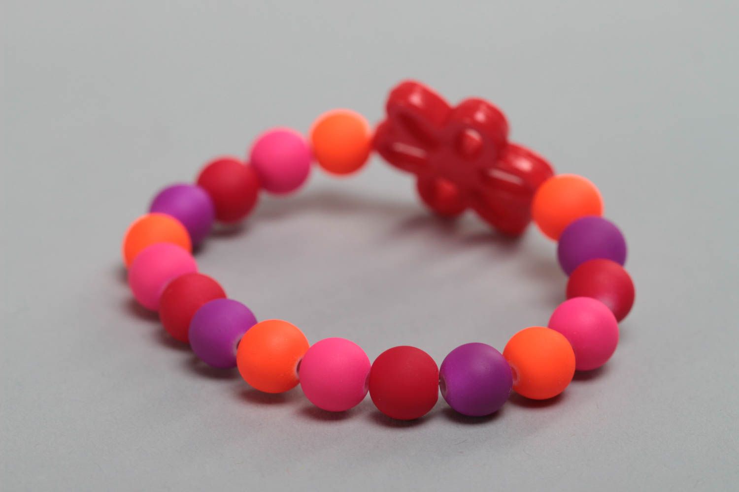 Colorful handmade plastic bead bracelet with flower for girl children's jewelry photo 3