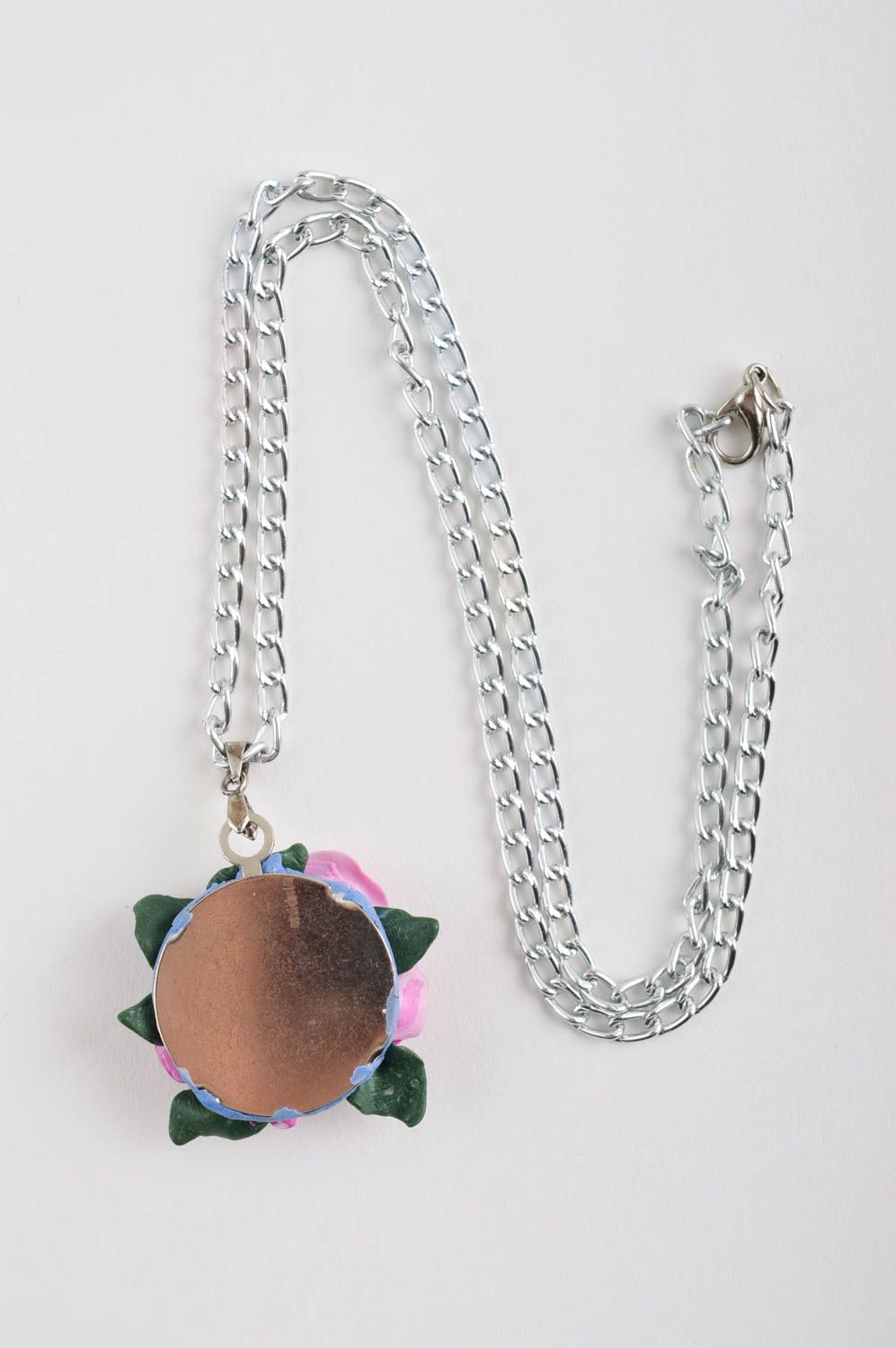 Polymer clay pendant flower pendant handmade accessories plastic jewelry photo 4