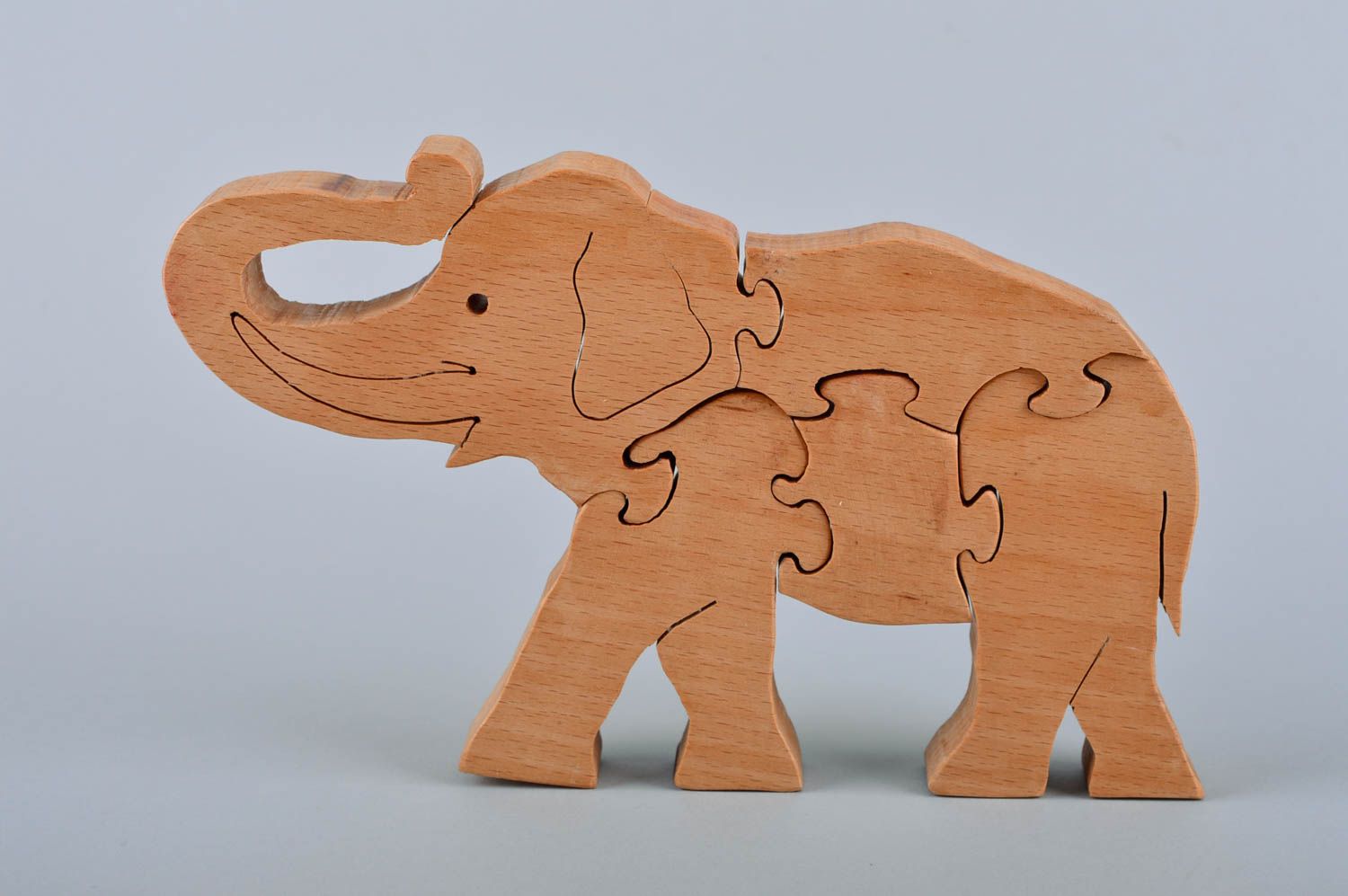 Игрушка ручной работы пазлы для детей слоник деревянная головоломка для детей фото 2